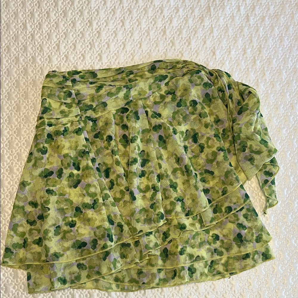 Aerie Wrap Green Floral Skirt